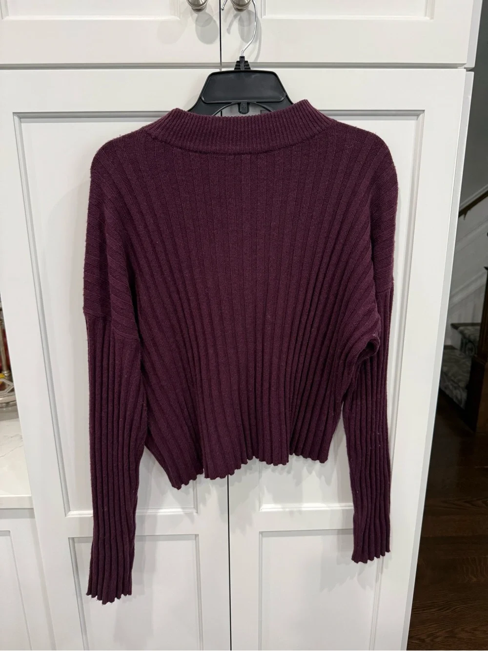 Madewell NEW Size XL Mockneck Crop Sweater Color Hthr Plum MSRP $88